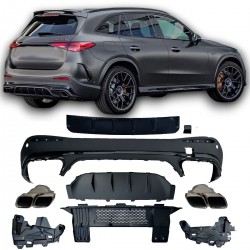 Διαχύτης πίσω προφυλακτήρα GLC63 AMG look για Mercedes-Benz GLC-Class SUV (X254) AMG- Line 2022+ (Απολήξεις χρωμίου)